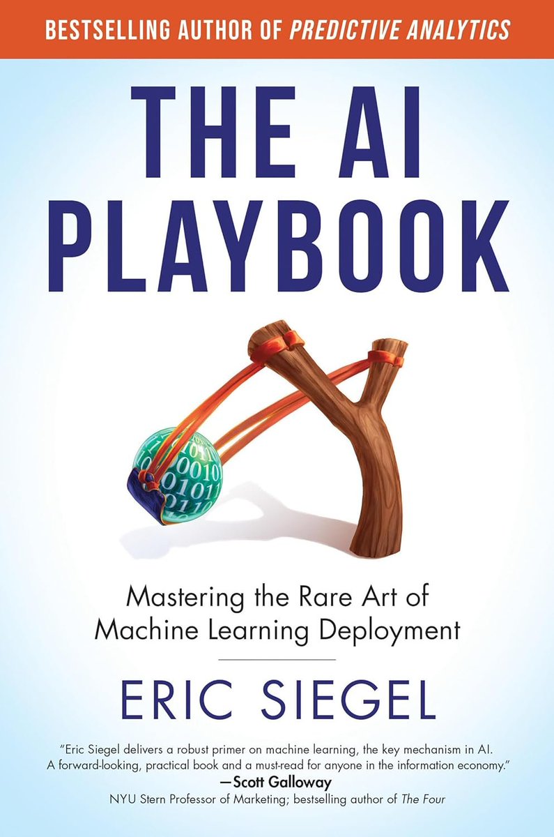 In his new book, "The #AI Playbook", Eric Siegel delivers invaluable insights, essential requirements, and practical steps for successful business deployments of #MachineLearning. The book introduces &amp; proposes bizML as a stronger, updated, industry-standard methodology for