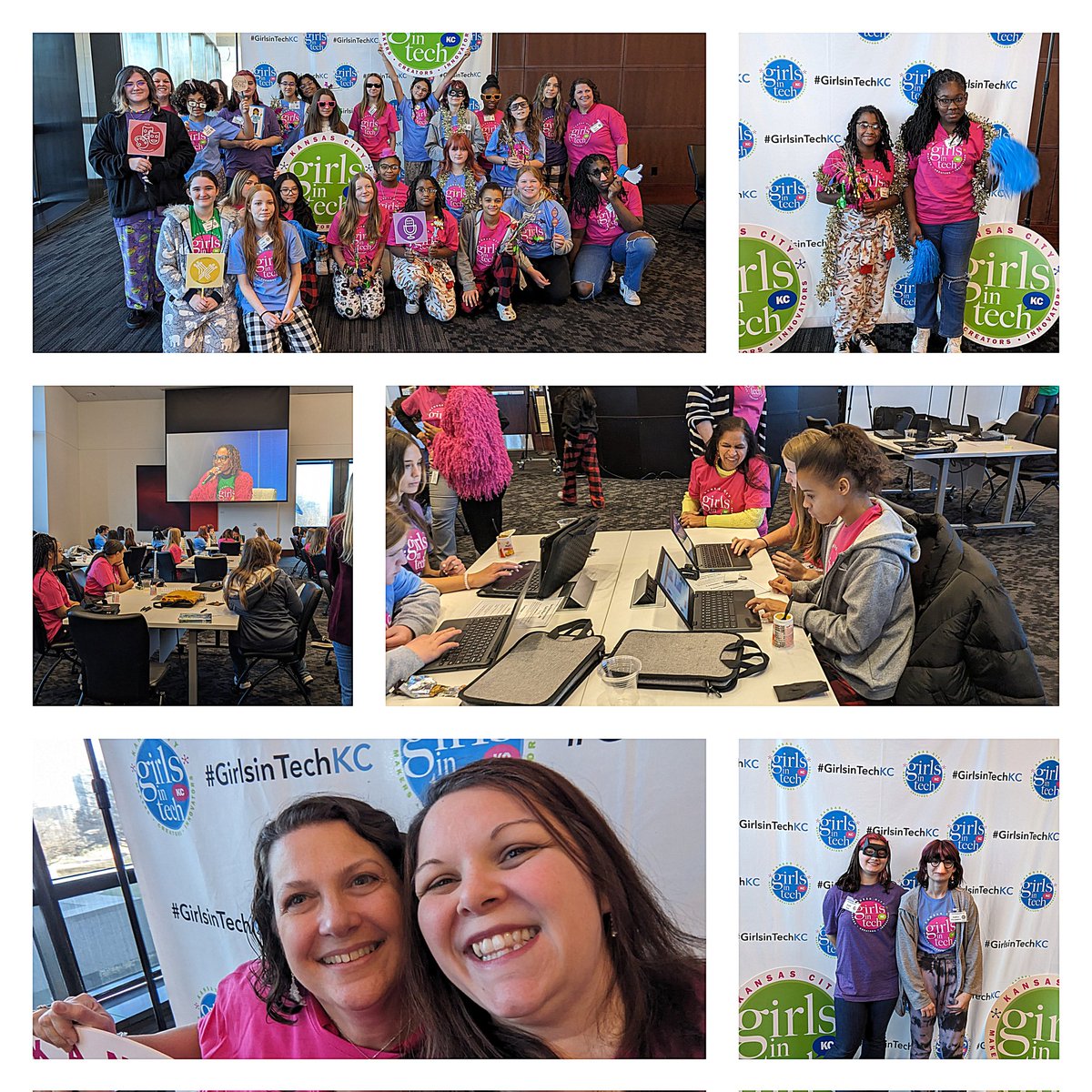 STUCOBingham's tweet photo. Bingham girls participated in the KC Girls in Tech event today, learning and connecting with professionals in the field!
#BearsRising
#GirlsinTechKC
#TheBinghamWay
#ISDStrong https://t.co/pi5MbszdTE