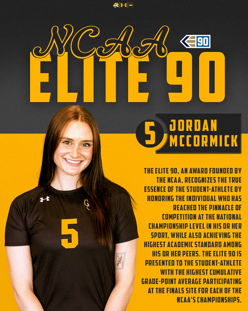 Congrats to <a href="/WSCWildcatVB/">WSC Wildcat Volleyball</a> senior Jordan McCormick, named winner of the Elite 90 Award tonight in Pittsburgh for the student-athlete with the highest grade point average at the NCAA Championships.  Jordan has a 4.00 GPA majoring in K-6 Special Education.  #PlayforthePaw  #NSICVB