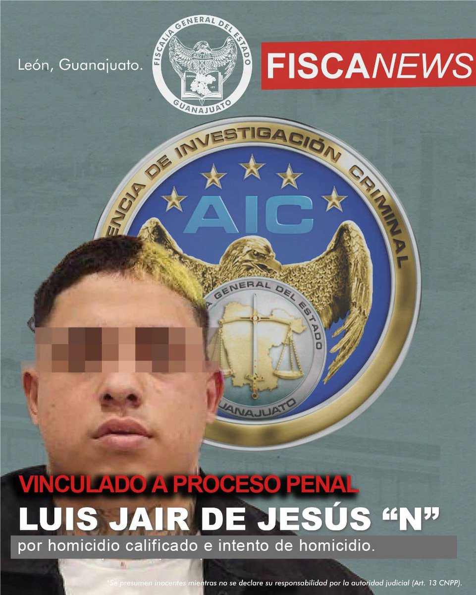 FGEGUANAJUATO's tweet photo. #AlMomento La #FiscalíaGuanajuato logró que LUIS JAIR de JESÚS “N” fuera vinculado a proceso penal por homicidio calificado e intento de homicidio.

Las investigaciones realizadas por agentes de la #FiscalíaGuanajuato, para esclarecer el homicidio de Adolfo Enríquez Vanderkam y el intento de homicidio de un adolescente en el mismo hecho, llevaron a la detención de LUIS JAIR de JESÚS “N”.

Tras cumplimentar la orden de aprehensión, el Agente del Ministerio Público puso a disposición del Juez de Control al presunto homicida y presentó elementos de prueba recabados por el grupo de trabajo comisionado por el Fiscal General, entre los cuales se encuentran los resultados que se obtuvieron de los laboratorios, entre otros indicios que permitieron determinar su intervención en el hecho delictivo.

Las pruebas aportadas por el Agente del Ministerio Público y los argumentos que las hacen convincentes son de tal calidad, que han sido asumidas por la autoridad judicial a cabalidad, por lo que ha determinado la vinculación a proceso penal del inculpado.