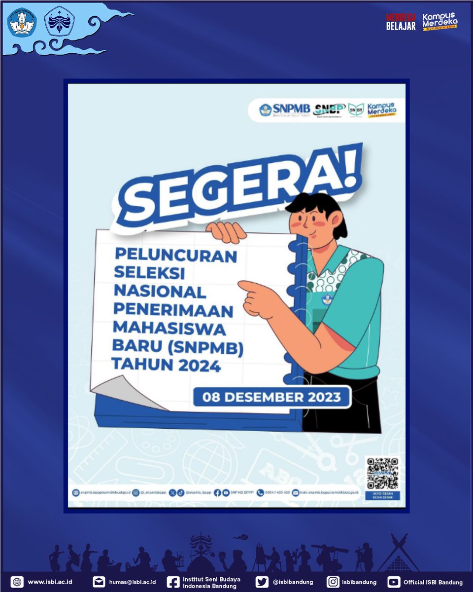 isbibandung's tweet image. SELEKSI NASIONAL PENERIMAAN MAHASISWA BARU (SNPMB) TAHUN 2024 AKAN SEGERA DIMULAI!

isbi.ac.id/index.php/153-…

Salam Seni dan Budaya!

#ISBIBandung #SNPMBBPPP #SNPMB2024
#SNBP2024 #SNBT2024 #UTBK2024
#CentreofCreativityBasedonEmpoweringCulturalZone
#KampusMerdeka #MerdekaBelajar