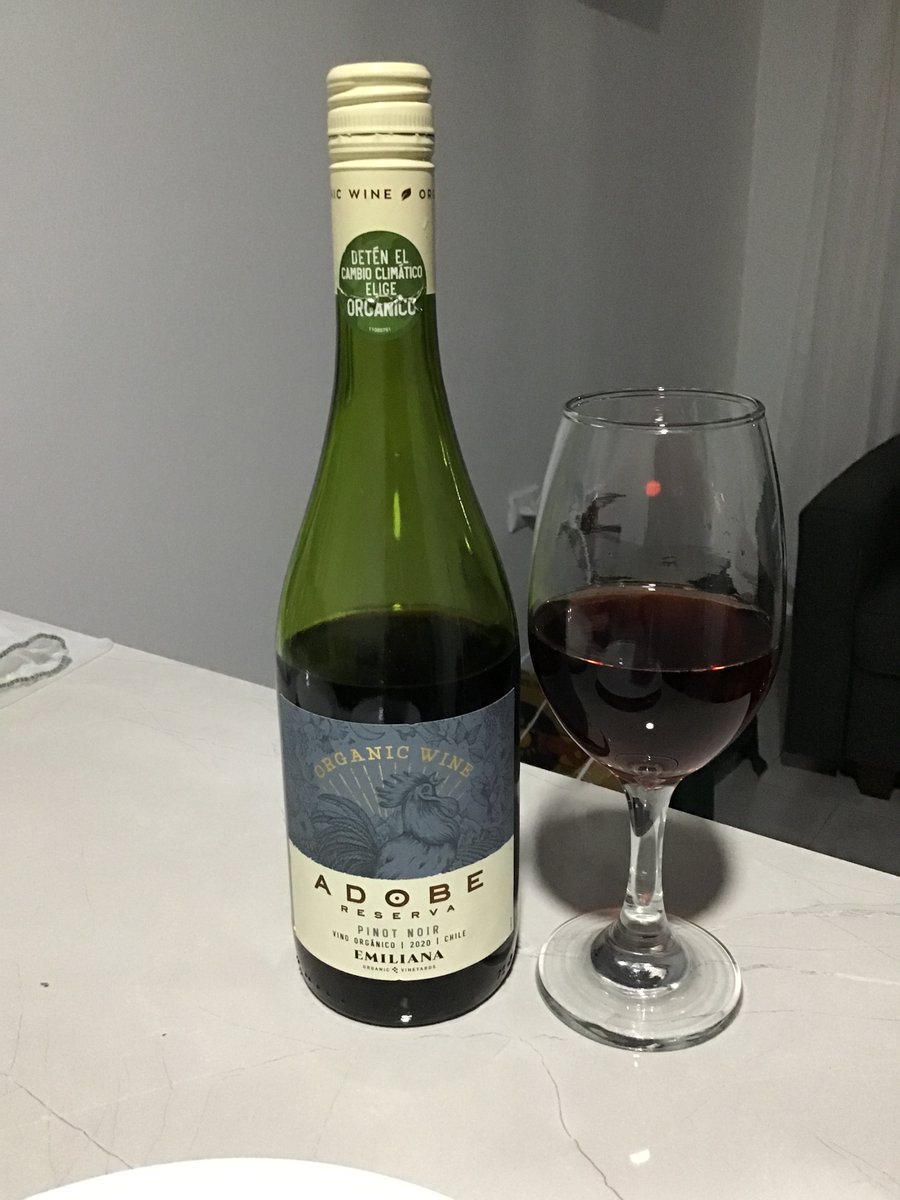 WineCheeseFri's tweet photo. Maria is joining in tonight from Costa Rica. Been kind of off the radar lately but happy to have found out #PinkSociety was happening tonight! #WIMG a chilean pinot noir https://t.co/NnBv7XzfaX