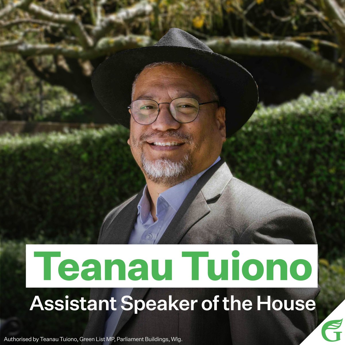 NZGreens's tweet photo. #BREAKING Teanau Tuiono has been appointed Assistant Speaker in the 54th Parliament, the first Green MP ever to hold the role. 👏✅🫡 https://t.co/R76pgcsfxS