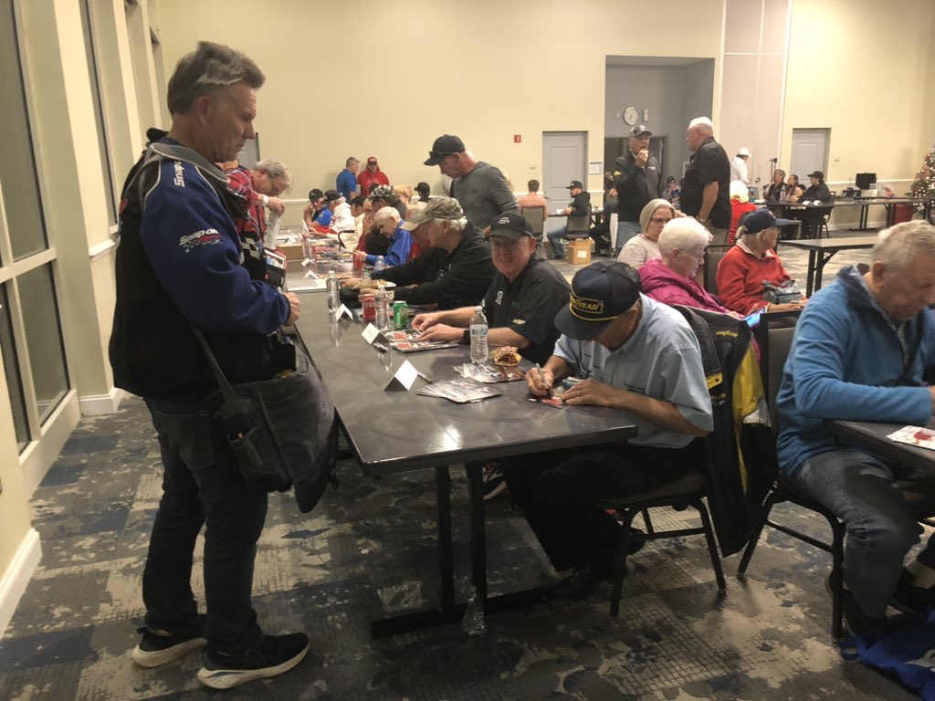SethEggert91's tweet photo. The race fans and the industry packed the house for @NCARHOF12’s 2023 Stocks for Tots.

#NASCAR | #StocksForTots | #NHRA | #INDYCAR https://t.co/mxJX2h5RQa