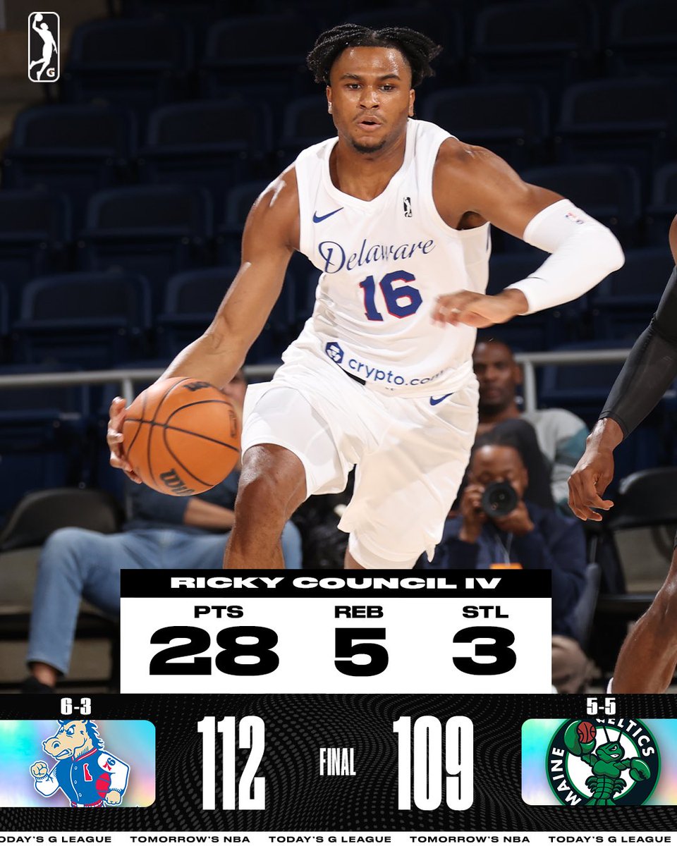 @okcblue It was an EXCITING matchup against the Maine Celtics and Delaware Blue Coats this evening! After a 20-0 4th quarter run, the @blue_coats came back to claim the road win 💪 Ricky Council IV led the team with: 28 PTS 🔥 5 REB 🔥 3 STL 🔥