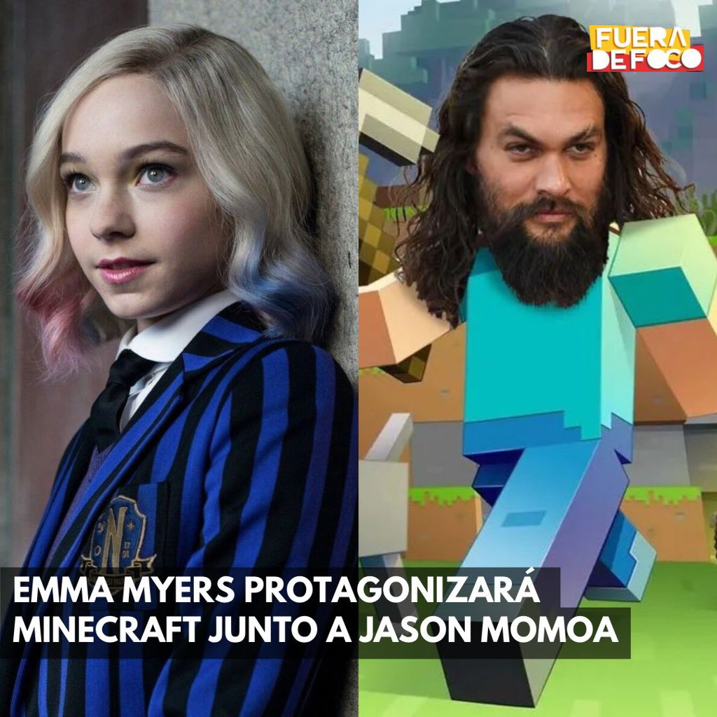 GabyMeza8's tweet photo. OFICIAL: #EmmaMyers (#Wednesday) ha sido elegida para protagonizar la adaptación live action del videojuego #Minecraft junto a #JasonMomoa 🎮 https://t.co/Mhec5rDcKS