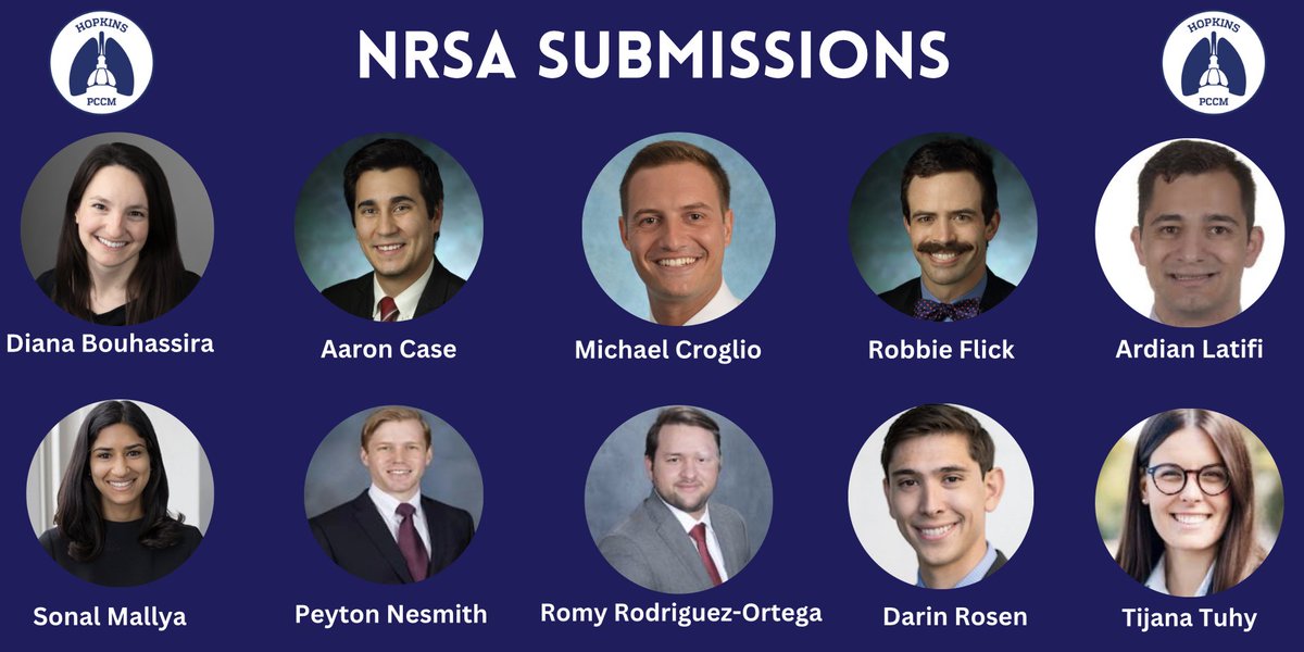 Congratulations to these amazing fellows and their mentorship teams for submitting NRSA grant proposals this week 👏👏👏