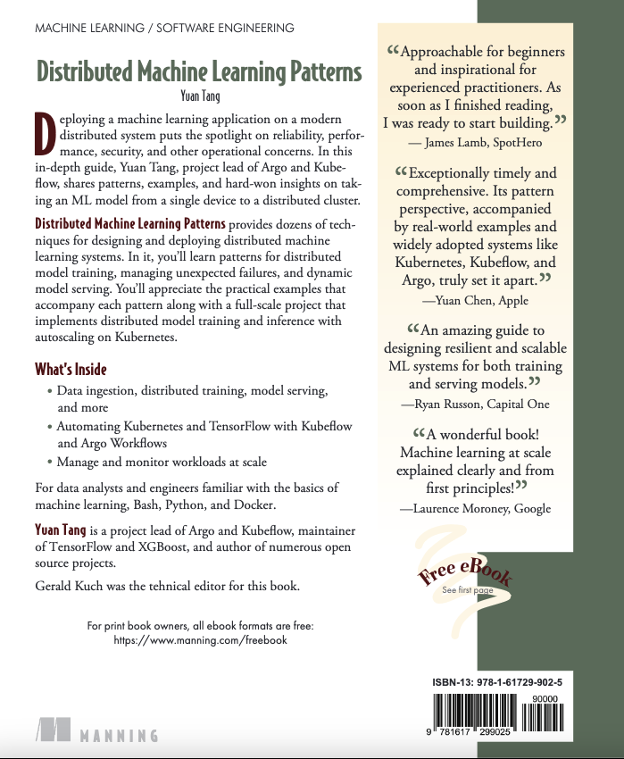 TerryTangYuan's tweet image. My new book Distributed Machine Learning Patterns from @ManningBooks is now officially published!

Printed books are now available to order on Manning website! bit.ly/2RKv8Zo