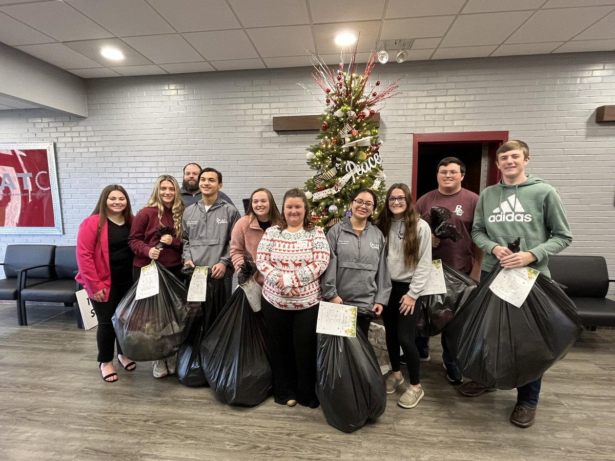 SkillsUSA officers donated the items collected for the Angel Tree to Amanda Morgan with The Red Cross Elementary Family Resource Center today.