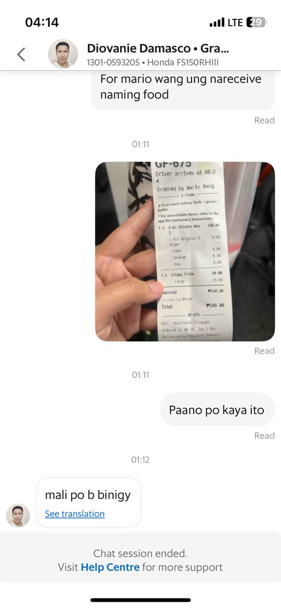 beeeyoungcuh's tweet photo. @grabph whats  happening po with grab delivery? either kulang po ung order or maling order yung binigay. Who is supposed to be at fault for this? Riders will always say na “ito lang po ang binigay nila eh”. Hassle for their part pa na pabalikin. But sad. Happened twice today. https://t.co/3j6DeEhC9e