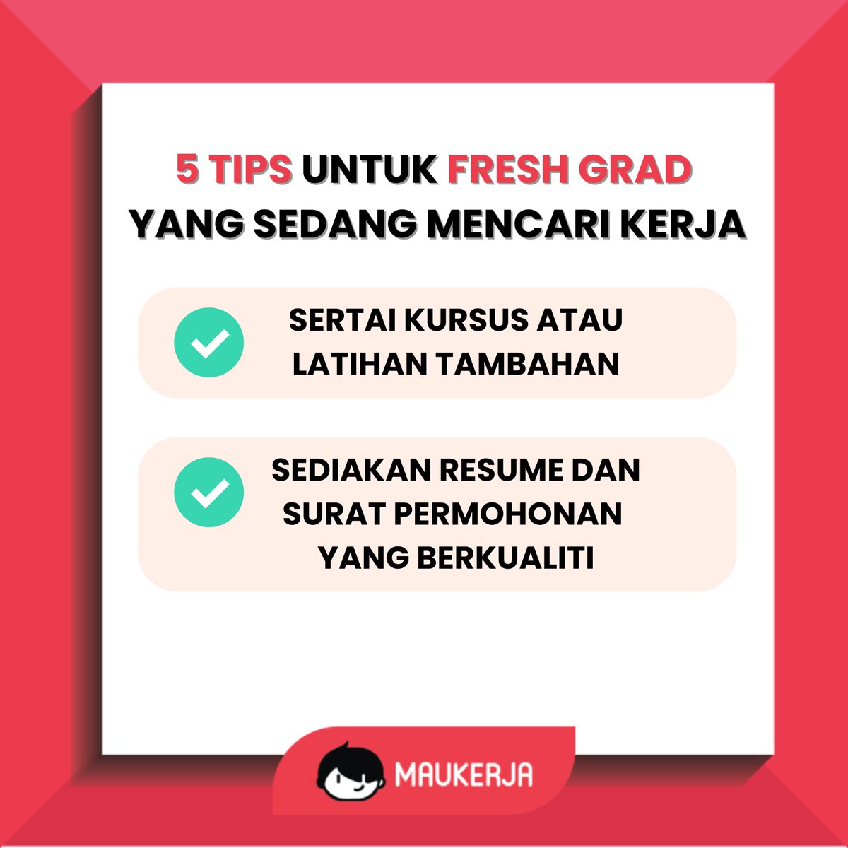 Untuk fresh grad yang masih mencari kerja, cuba follow 5 tips ni untuk dapatkan kerja 😉