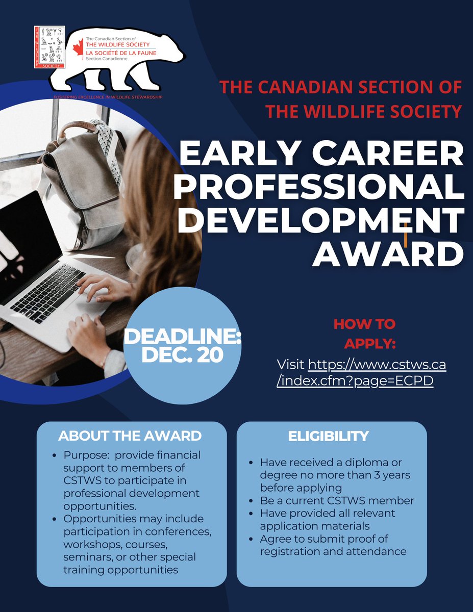 New opportunity offered by <a href="/theCSTWS/">Canadian Section of The Wildlife Society</a>! See details below...