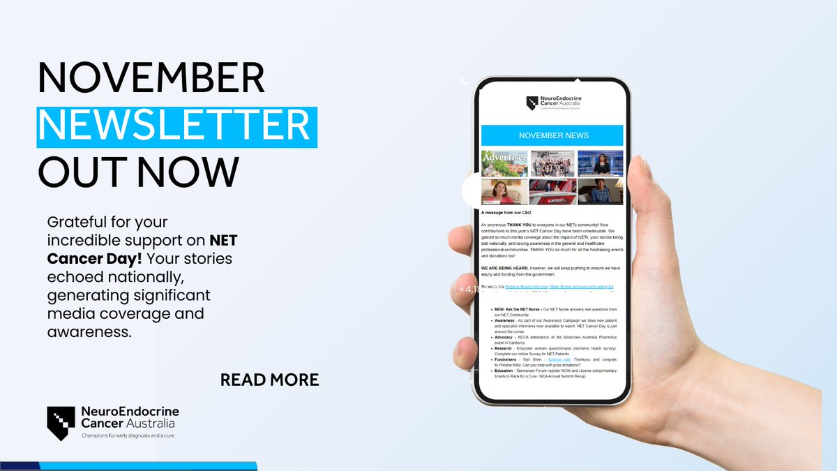 🗞️Did you miss our November newsletter? You'll find a recap of NET Cancer Day, some impressive fundraisers plus AGITG and CommNETs conferences wrap 🔗To read or sign up to our newsletter, go to: ow.ly/2hCE50Qgaqx