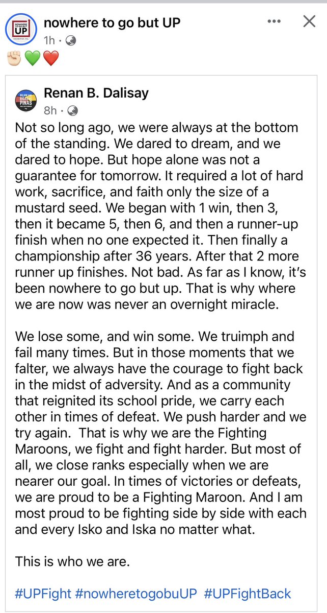 JaneDeita's tweet image. Trust given. 
Support unwavering. 
On to the next season’s victories. From this Maroon Tita since 198xxx, maraming salamat for a great season!

#UPFight
#UPMBT 
#nowheretogobutUP