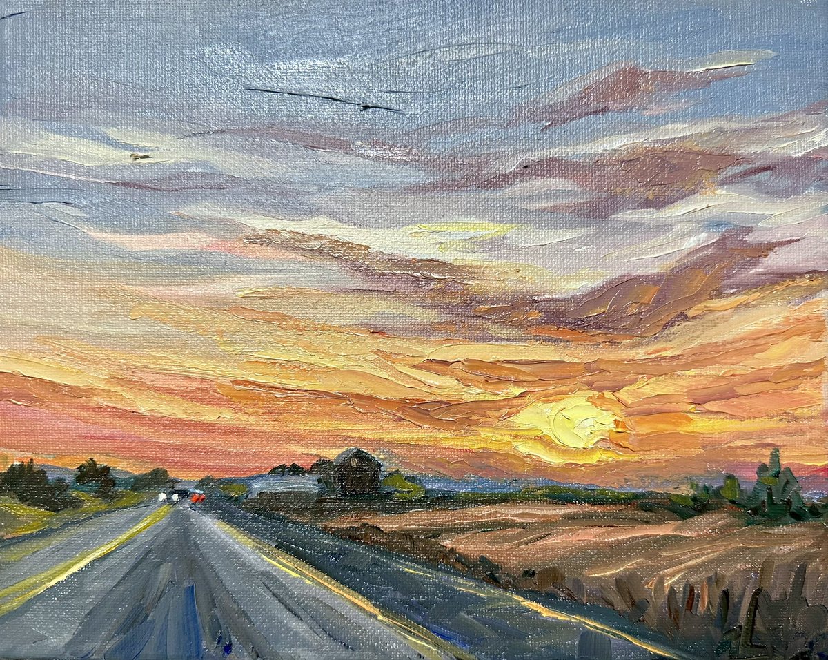 Driving home from an art event I was lucky to catch this sunset. Glenarm Farm 8x10” oil #kawartha #art