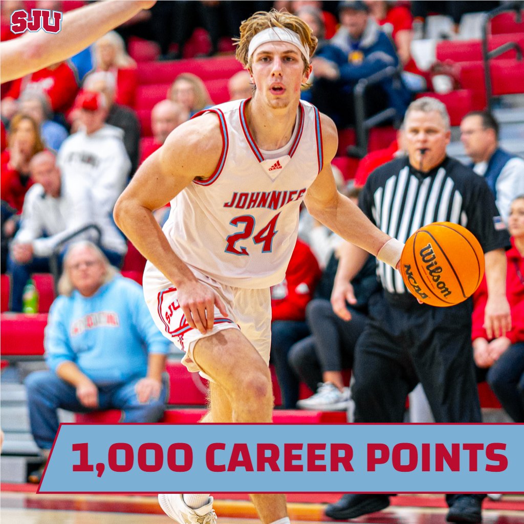 SJUJohnnies's tweet photo. WELCOME TO THE CLUB! Senior wing Ryan Thissen goes 2-for-2 at the free-throw line to reach 21 points on the night &amp; become the 40th Johnnie in program history to score 1,000 career points! The 2 points gave SJU a 59-52 lead w/9:44 left at Concordia!

#GoJohnnies #d3hoops https://t.co/25G2a5hgBJ