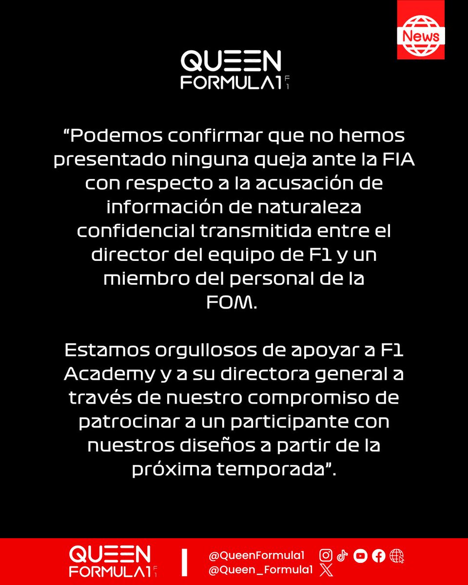 Queen_Formula1's tweet photo. 🚨ÚLTIMA HORA🚨
Aquí les traigo la traducción hacia el comunicado que han hecho las 9 escuderías restantes el día de hoy.
Vaya drama que nos da la F1 aún sin calendario activo en este momento.
#F1 #Formula1 #QueenF1 #UltimaHora #TheFIA #F1Academy #MercedesAMG #SusieWolff https://t.co/OAOtFBLu9m