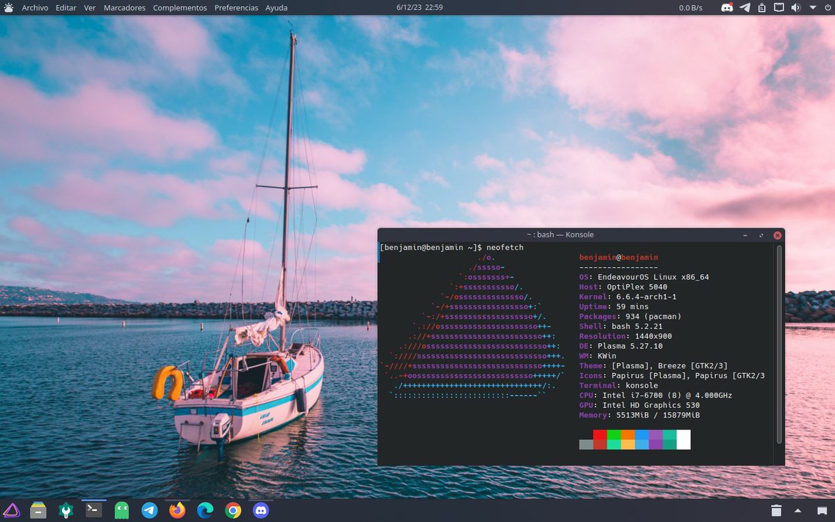 BENJAMlN8a's tweet image. Hello peoples. Nuevamente con Linux 😉 #EndeavourOS #GNULinux 🐧