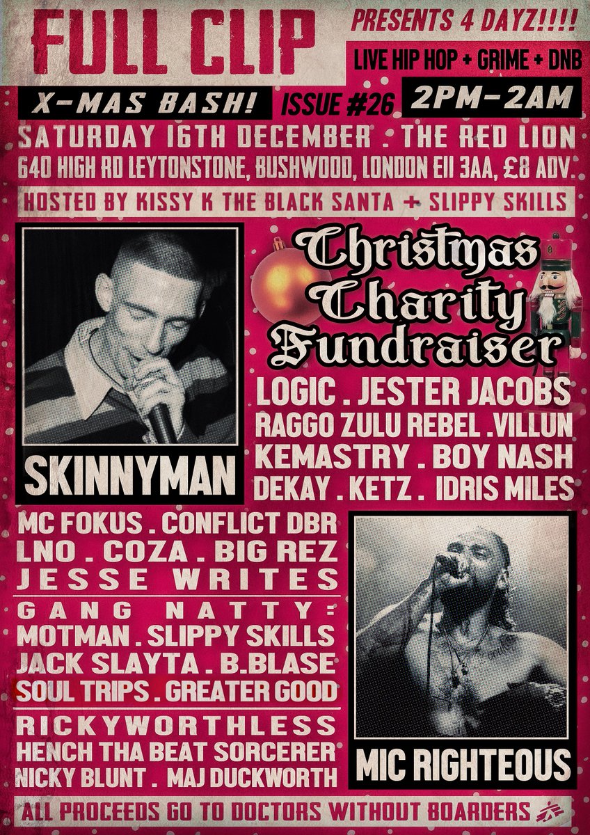 SlippySkills's tweet photo. WEDGE LINE UP 2PM - 2AM
@FullClipMag NEXT SATURDAY AT @RedLionE11
ALL PROCEEDS GO TO @MSF_USA
TICKETS: https://t.co/65WqbiYJBu
#REDLION #LEYTONSTONE #FULLCLIPMAGAZINE #DOCTORSWITHOUTBOARDERS #UKHIPHOP #DRUMANDBASS #LONDONGIGS #LONDONRAVES #UKHH #UKRAP #DNB #LONDONEVENTS https://t.co/guXodvUviQ