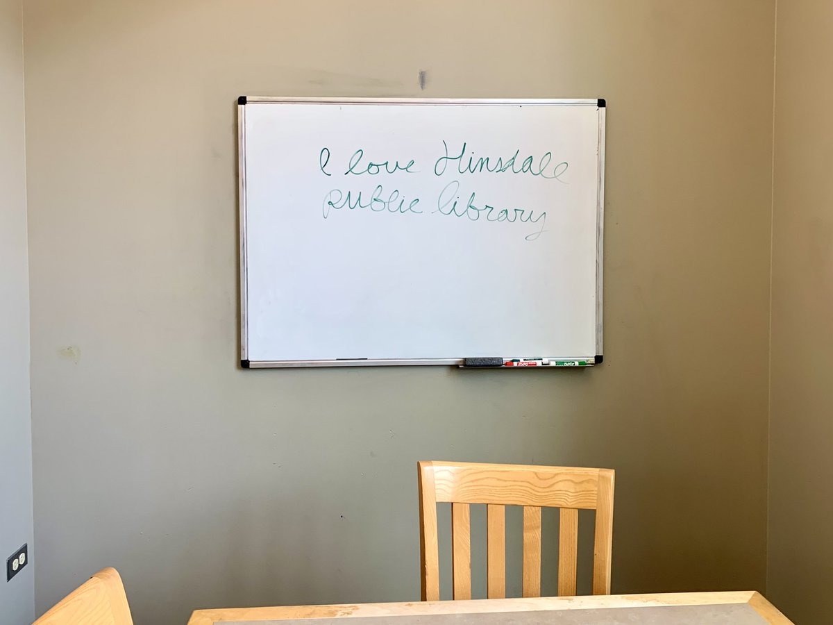 HinsdaleLibrary's tweet photo. 😍 Found on a study room whiteboard: “I love Hinsdale Public Library.” Thank you! So do we! https://t.co/3wy0QUUkY1
