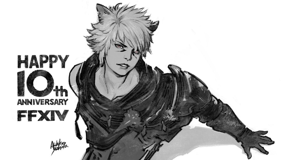 파이널판타지14 글로벌
신생 10주년 기념 메시지
미코테 일러스트
- 요시다 아키히코(吉田明彦)

2010년 구 파이널판타지14 아트 디렉터, 니어 오토마타 메인 캐릭터 디자인 등 참여