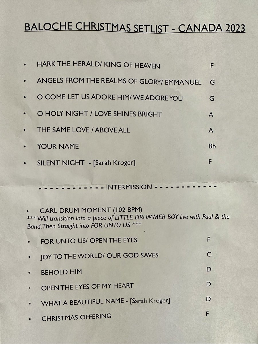 paulbaloche's tweet image. Christmas set list