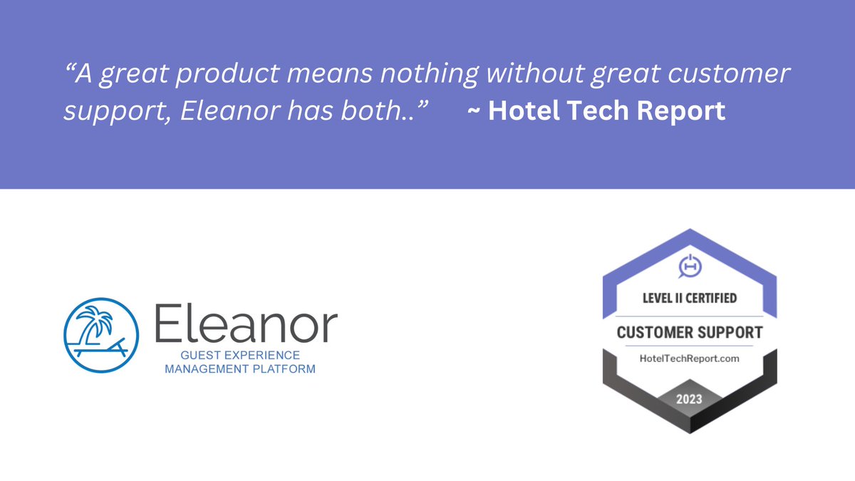 eleanor_app's tweet photo. Exciting News! 🎉 #Eleanor's Level 2 Global Customer Support Certification from @HotelTechReport is a testament to our team's dedication. Huge thanks to our incredible team for their relentless efforts! 👏🌟 

Read more: https://t.co/VrEbgq66Wq

#TeamEffort #CustomerSupport https://t.co/ZLaS4xqgjA