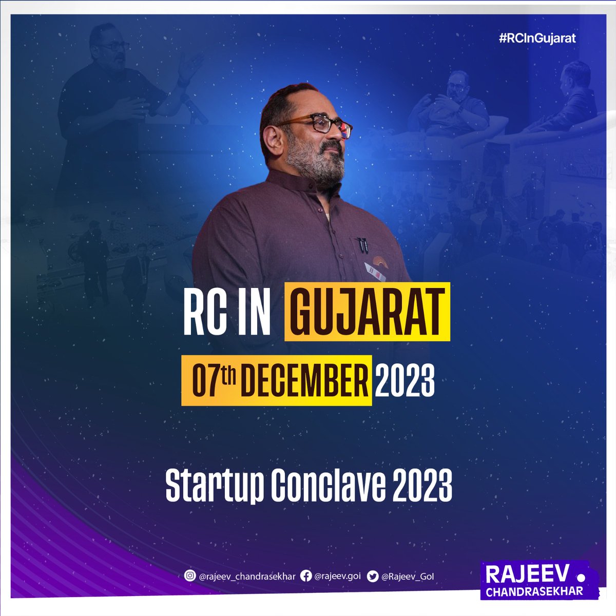 RajeevRC_X's tweet photo. I will be in #Gujarat today to attend @Vibrantgujarat’s Startup Conclave 2023.

Looking forward to interacting with industry leaders, startups and young entrepreneurs. 

#RCinGujarat https://t.co/46tcoyLcFw