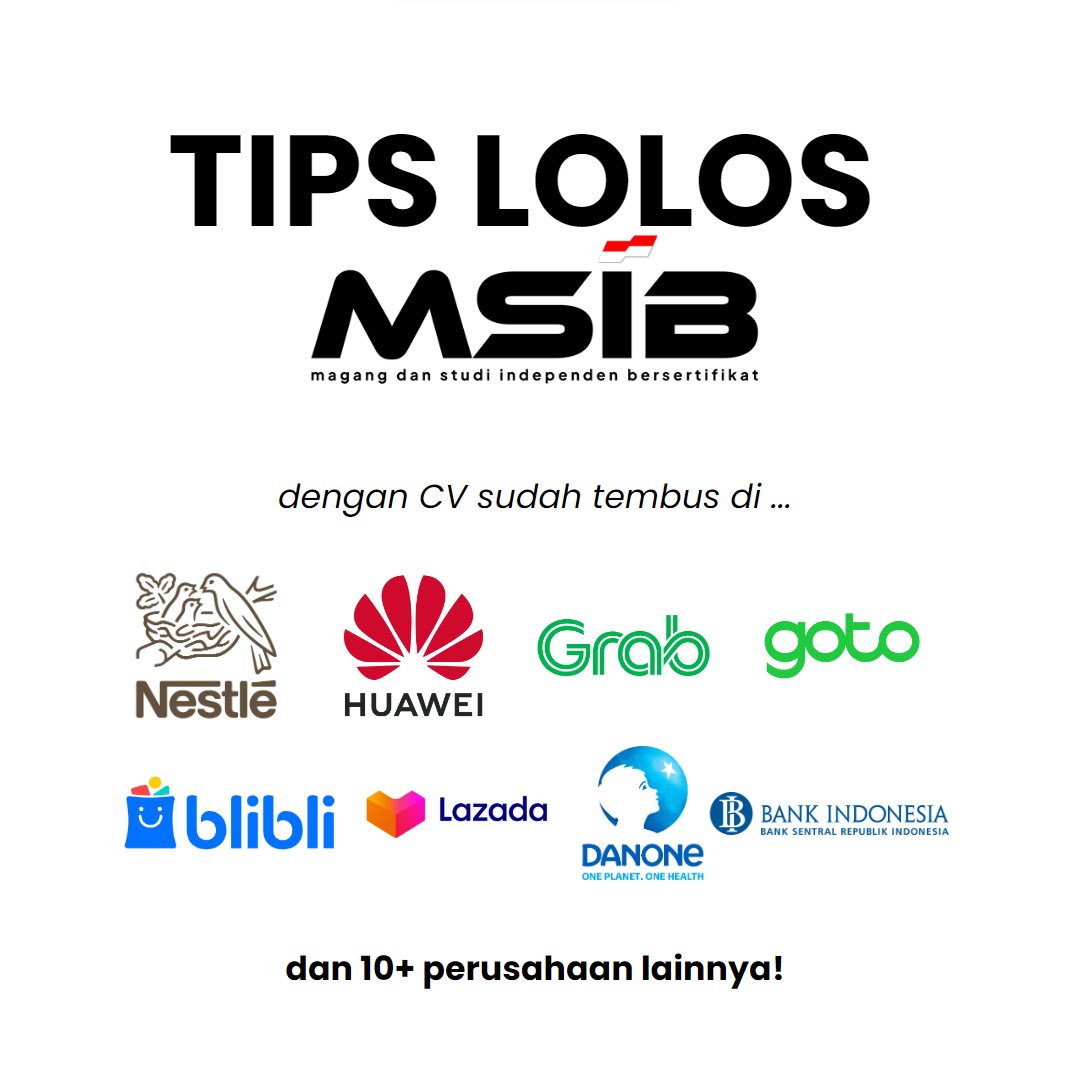 ahnafau's tweet photo. Mau dapat ucapan selamat dari perusahaan top MSIB?

Dari 2x kesempatan MSIB, CV-ku sudah lolos di 20-an posisi, interview sebanyak 10x, dan dapat offer dari 2 corporate di Jakarta

Mari bedah tips2nya! https://t.co/ACh4fRTFI3