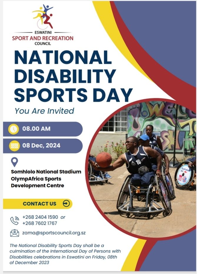You are invited to the National Disability Sports Day
📍Somhlolo National Stadium
📞2404 1590
Date :08 December 2023
#Eswatini