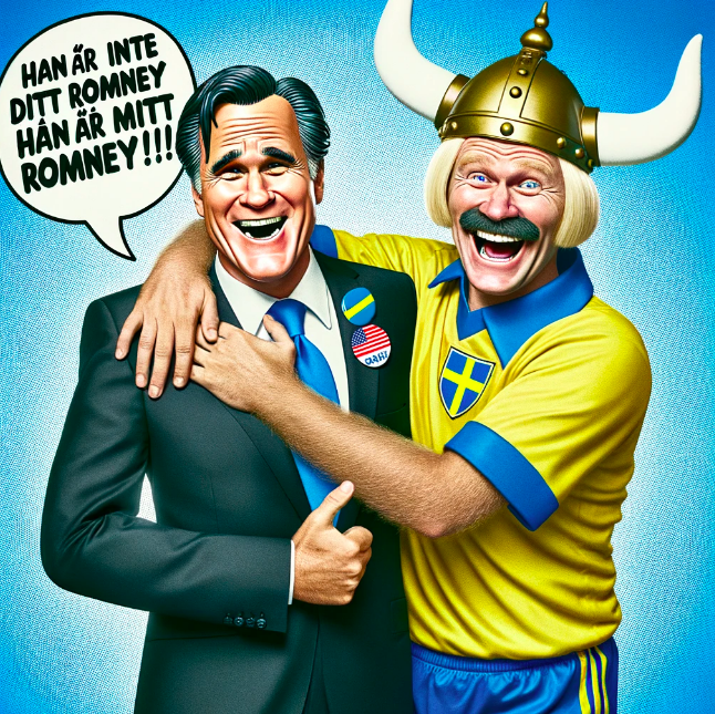 RonanMullin1's tweet photo. En lite svenska 🇸🇪, nisch humor 🤪, och ChatGPT 🤖 är en farlig och jättebra combination 💃

#hejsan #svenska #romney https://t.co/xe6rsaKBRa
