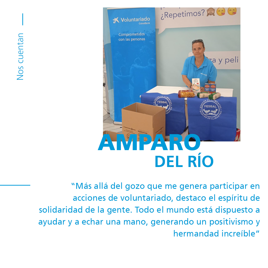 Con motivo del pasado #DíaInternacionalDeLosVoluntarios os queremos compartir hoy el testimonio de Amparo del Río donde destaca la solidaridad de la gente que se involucra en ayudar a los demás.
¡Gracias a los más de 17.000 voluntarios CaixaBank que colaboráis 
#CABKAcciónSocial