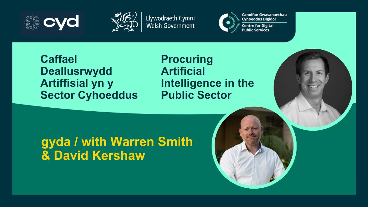 Artificial Intelligence development is moving fast! Since last month’s webinar ‘Procuring AI in the Public Sector’, speakers Warren Smith and @Kershaw_MCIPS have produced a blog for @CydCymru on how to sensibly procure AI for public service delivery: cyd.cymru/procuring-arti…