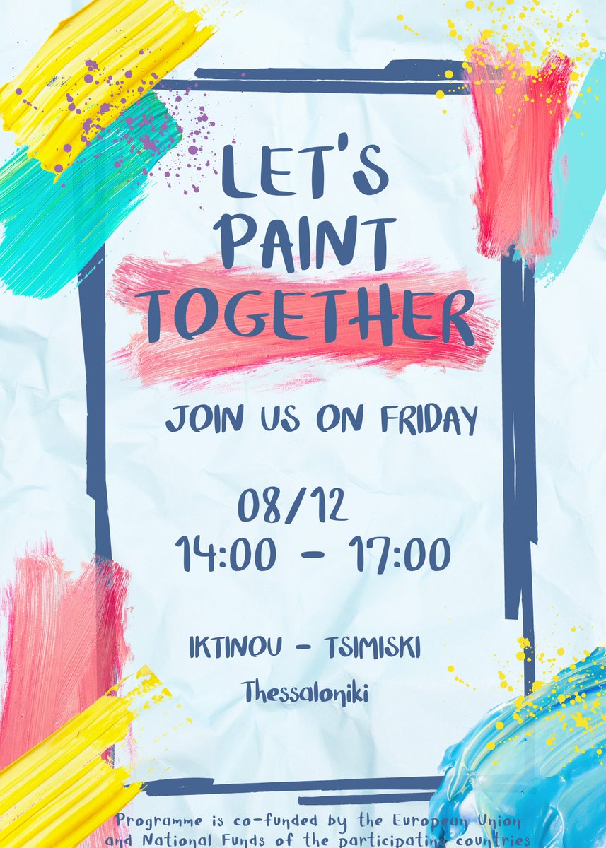Interreg BalkanMed Programme (@balkan_interreg) on Twitter photo <a href="/Balkan_interreg/">Interreg BalkanMed Programme</a> is organizing an event to celebrate our cooperation. Students of the Faculty of Fine Arts (AUTH) will paint together with children in the center of Thessaloniki.
join us 8/12/2023, Iktinou Pedestrian & Tsimiski, hours : 14:00-17:00
<a href="/etc_interreg/">MA of ETC Programmes</a> <a href="/EUinmyRegion/">EUinmyRegion🇪🇺</a> <a href="/Balkan_interreg/">Interreg BalkanMed Programme</a> is organizing an event to celebrate our cooperation. Students of the Faculty of Fine Arts (AUTH) will paint together with children in the center of Thessaloniki.
join us 8/12/2023, Iktinou Pedestrian & Tsimiski, hours : 14:00-17:00
<a href="/etc_interreg/">MA of ETC Programmes</a> <a href="/EUinmyRegion/">EUinmyRegion🇪🇺</a>