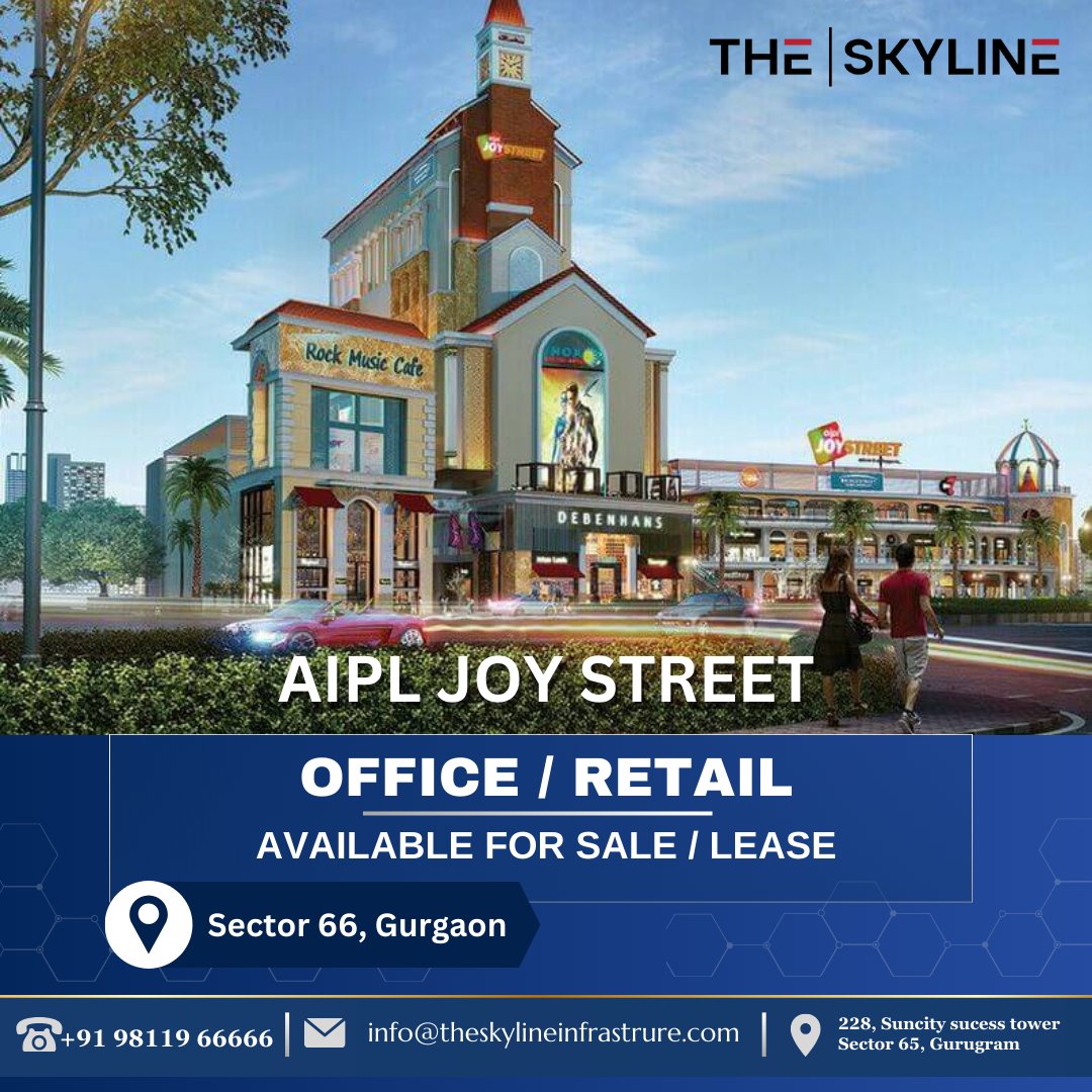 AIPL, JOYSTREET
Contact us for more info
📞 91 98119 66666
✉️ info@theskylineinfrastructrure.com

#joystreet #aipl #gurugram #officespace #retaildisplay #luxuryspaces #RealEstatetips #gurgaoncouple #golfcourse #sector66 #aipljoystreet