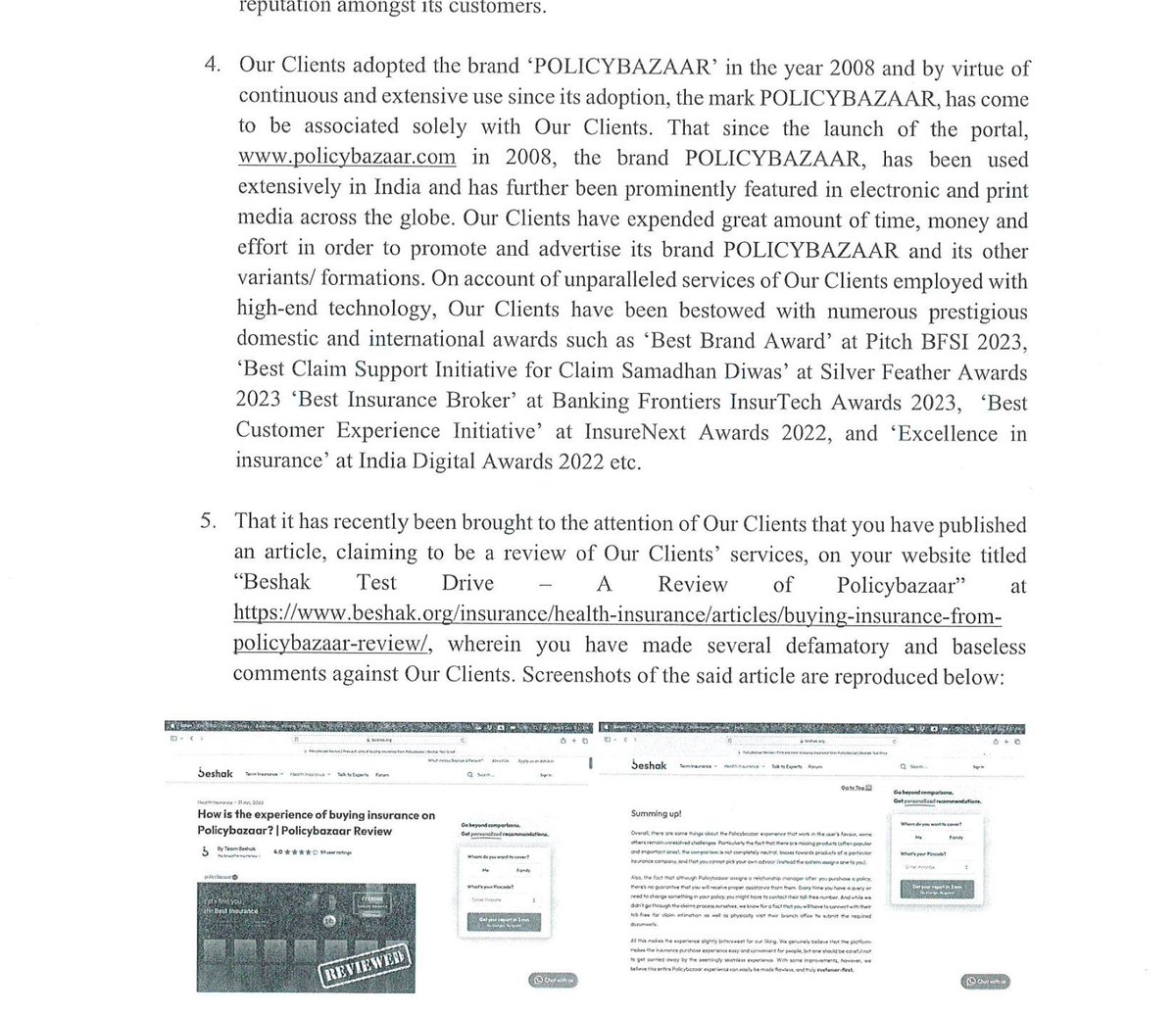 themahavir's tweet image. Based on many requests, we are making the legal notice public. It&apos;s from Policybazaar

We stand by what we wrote.
Our content is 100% unbiased - based on facts. Period. 

We will fight for our constitutional rights of freedom of speech.

Part 1