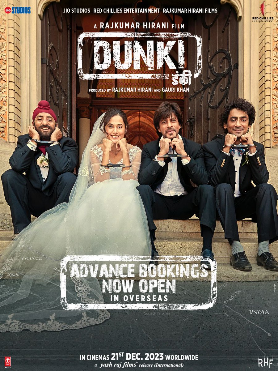 YRF to distribute #Dunki in international markets. #Dunki releasing worldwide in cinemas on 21st December 2023. 

#YRFInternational | @RedChilliesEnt | @RHFilmsOfficial