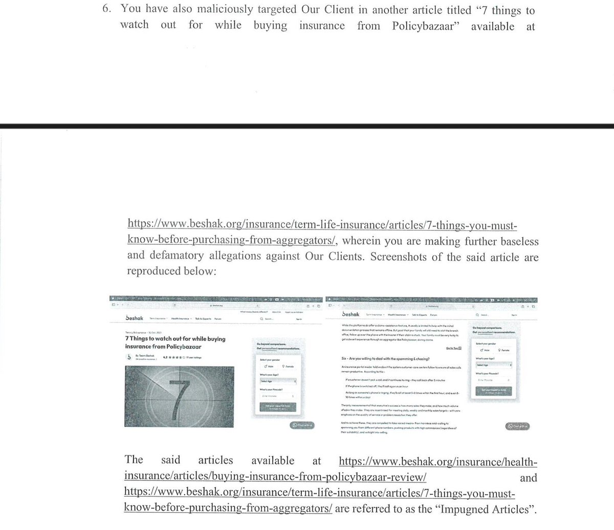 themahavir's tweet image. Based on many requests, we are making the legal notice public. It&apos;s from Policybazaar

We stand by what we wrote.
Our content is 100% unbiased - based on facts. Period. 

We will fight for our constitutional rights of freedom of speech.

Part 1