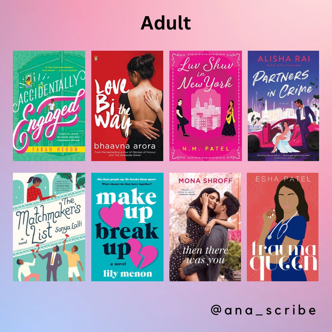 ana_scribe's tweet image. Adult (titles in alt)
@FarahHeron @BhaavnaArora @NMPatel @sonya_lalli @smenonbooks @monashroffwrite