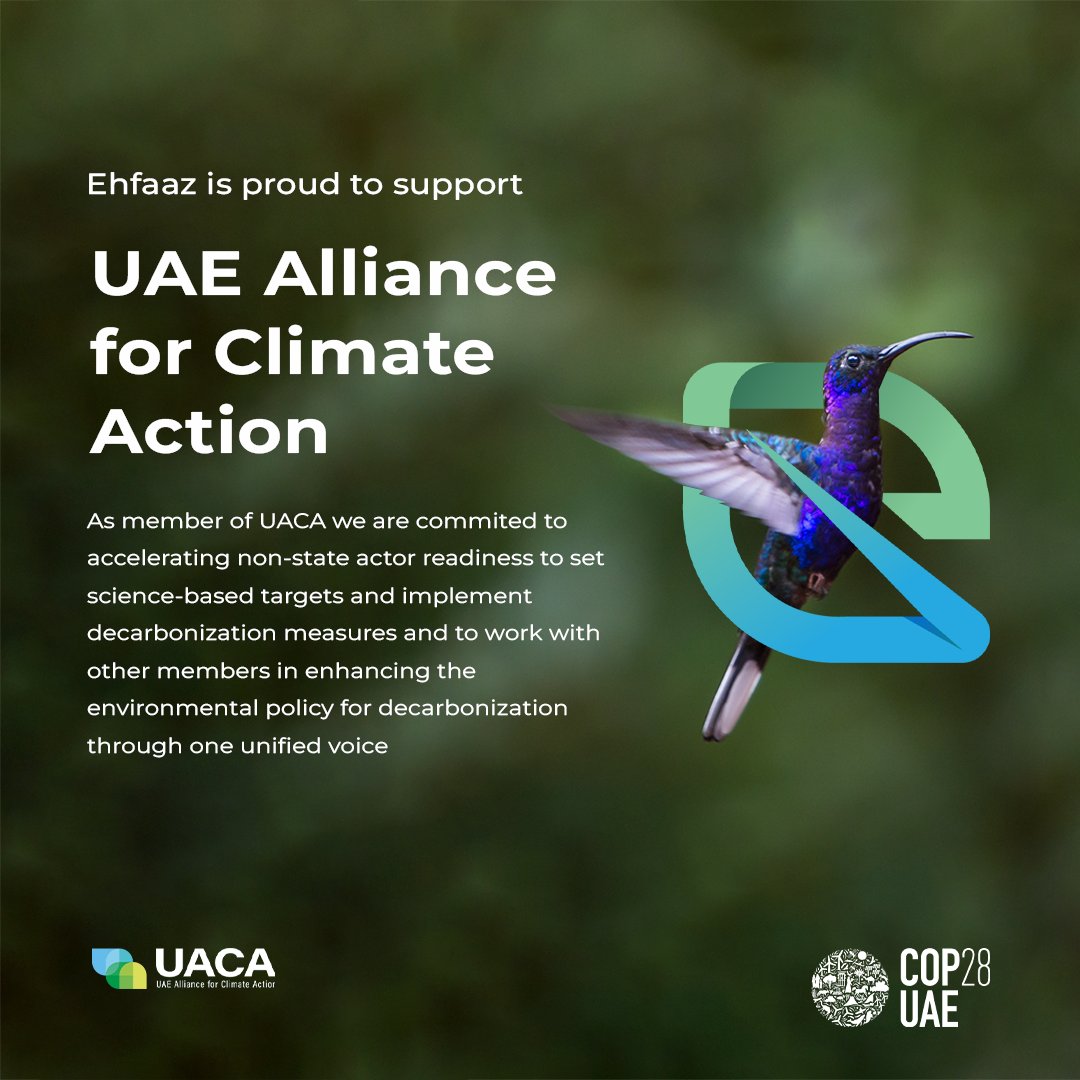 ehfaaz's tweet photo. Delighted to stand alongside the Emirates Nature-WWF UAE Alliance for Climate Action (UACA) in their mission for #decarbonization! Excited to join their event at the #BlueZone at @cop28uae to support their incredible efforts to work towards a #sustainablefuture.

#circulareconomy https://t.co/2BResNzot4