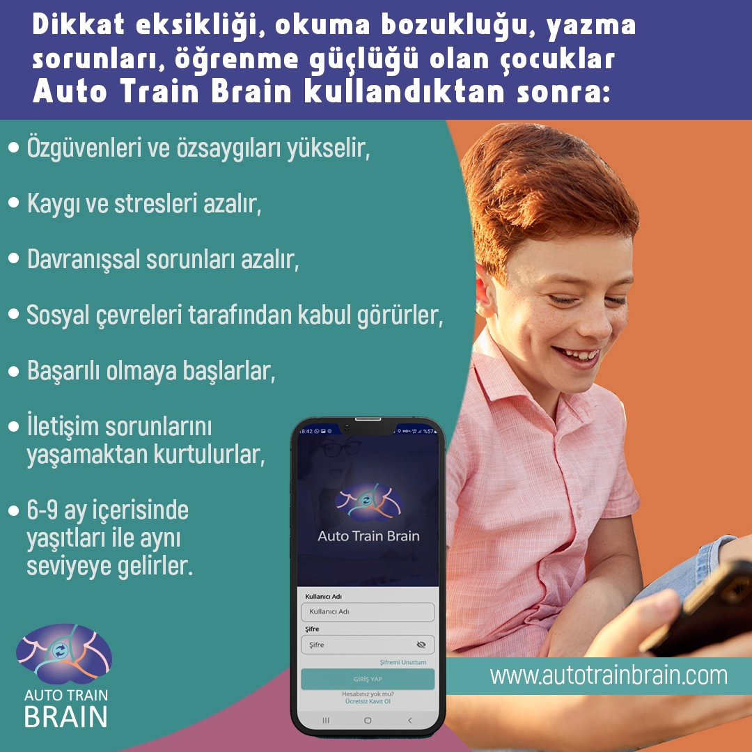 autotrainbrain1's tweet photo. #Dikkateksikliği #okumabozukluğu #yazmasorunları #öğrenmegüçlüğü olan çocuklarda #AutoTrainBrain okuduğunu anlamada %70, okuma hızında %45, dikkatte %50, konuşmada %18, sosyalleşmede %36, bilişsel aktivitede %41 gelişim sağlıyor🎯 https://t.co/iZXzGyrlzY