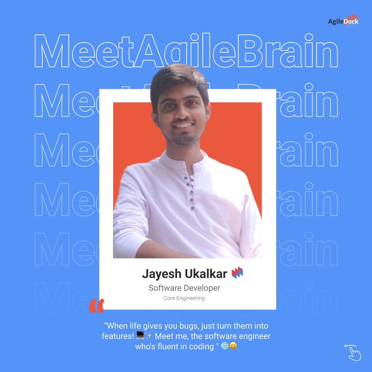 Agiledocktech's tweet photo. Meet the driving force behind our innovations - Jayesh Ukalkar, the brilliant mind and core engineer shaping the future as our dedicated software developer. 
#TeamTechGenius #InnovationInAction #TeamInnovation #CodeCrafters #agiledock #agilemindset #CodeMaestro https://t.co/TLYaeTAIvn