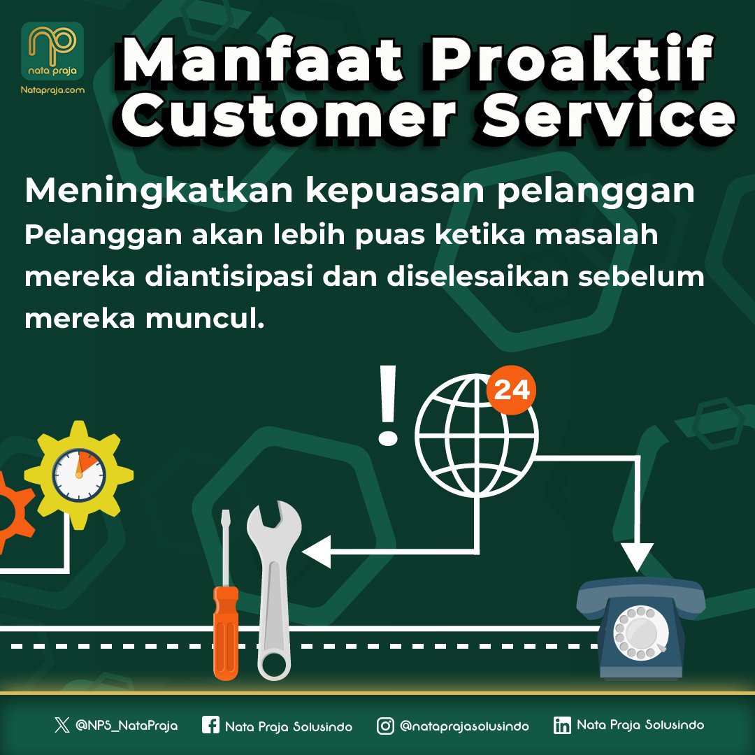 NPS_NataPraja's tweet image. Proaktif Customer Service adalah cara terbaik untuk memberikan pengalaman pelanggan yang cepat, mudah, dan memuaskan. Penerapkan Proactive Customer Service dapat meningkatkan kepuasan pelanggan, loyalitas pelanggan, dan keuntungan.

#CostumerService
#ProactiveCS
#CallCenter