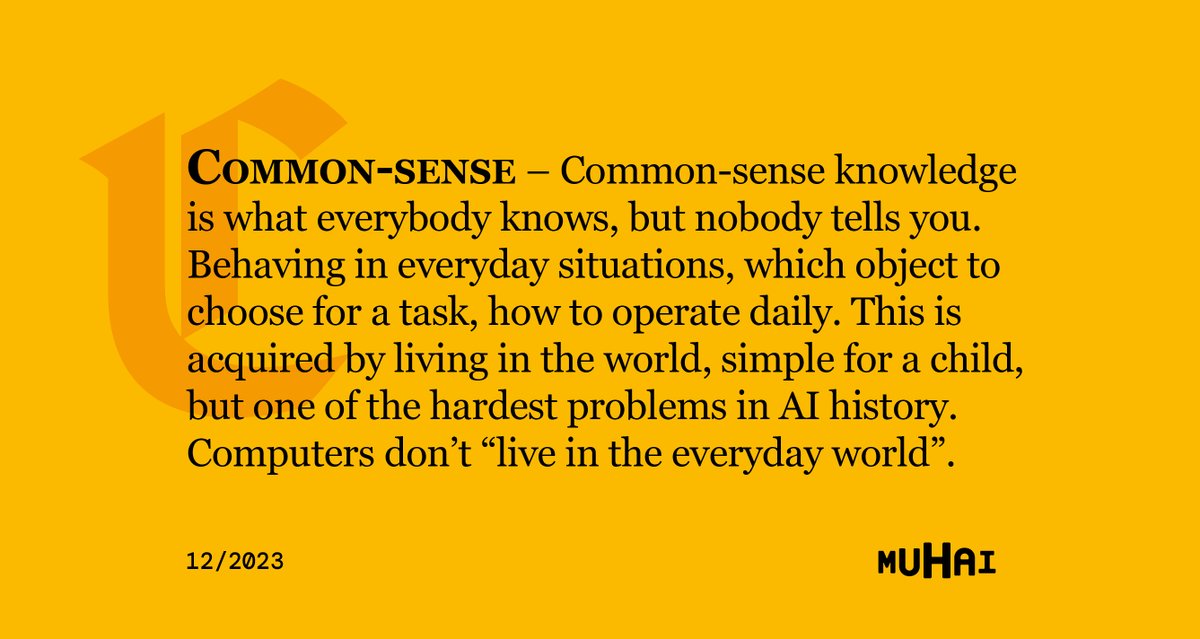 People often find it difficult to understand specialized terms used in #computerscience.

This is why, once a month, we propose you the explanation of a word. Enjoy our feature #wordofthemonth!

#CommonSense #everydayworld #wikiHAI #AI #glossary #researchEU #EUeic #eicaccelerator