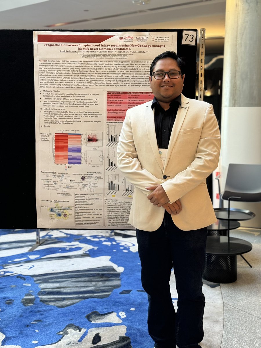 Ronak Reshamwala (@ronakreshamwala) on Twitter photo Presenting my recent work at #ANS2023. Wouldn’t it be great if we could tell the extent of #spinalcordinjury repair simply with a blood test?! Or how likely someone is to respond to treatments? We can, by developing new #biomarkers! @ClemJonesNeuro <a href="/JennyAKEkberg/">Jenny Ekberg</a> Presenting my recent work at #ANS2023. Wouldn’t it be great if we could tell the extent of #spinalcordinjury repair simply with a blood test?! Or how likely someone is to respond to treatments? We can, by developing new #biomarkers! @ClemJonesNeuro <a href="/JennyAKEkberg/">Jenny Ekberg</a>