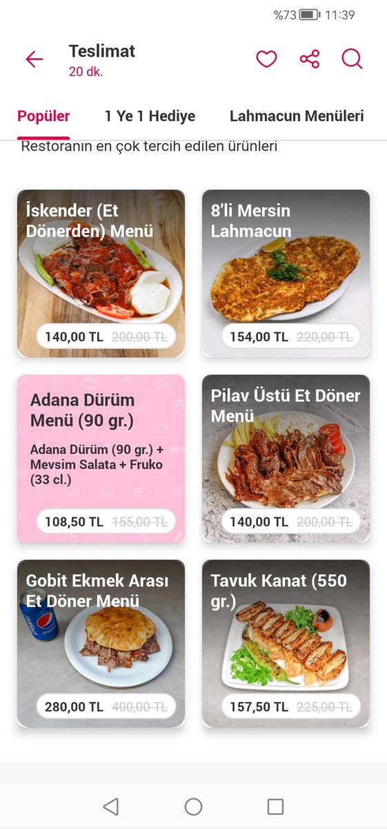 Yemek sepeti... Joker indirimi varken ve yokken aynı restoranın fiyatları. Jokeri kullanmadığınızda daha ucuza geliyor. Fiyatlar o derece şişirilmiş. Pes...