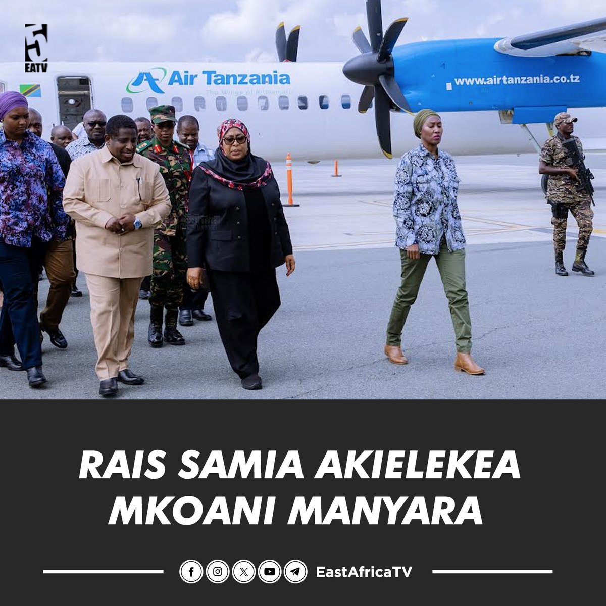 #PICHA Rais wa Jamhuri ya Muungano wa Tanzania @SuluhuSamia amewasili katika uwanja wa ndege wa Kimataifa wa Kilimanjaro tarehe 7 Desemba, 2023 tayari kuelekea Katesh wilayani Hanang kulipotokea maafa ya mafuriko makubwa. #MaafaManyara #EastAfricaTV