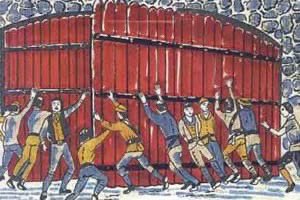 redhandtshirtco's tweet photo. King James arriving at the gates of Derry was greeted by a cry of "No Surrender!"
#closingthegates #apprenticeboysofderry https://t.co/1uefvXTs1Q