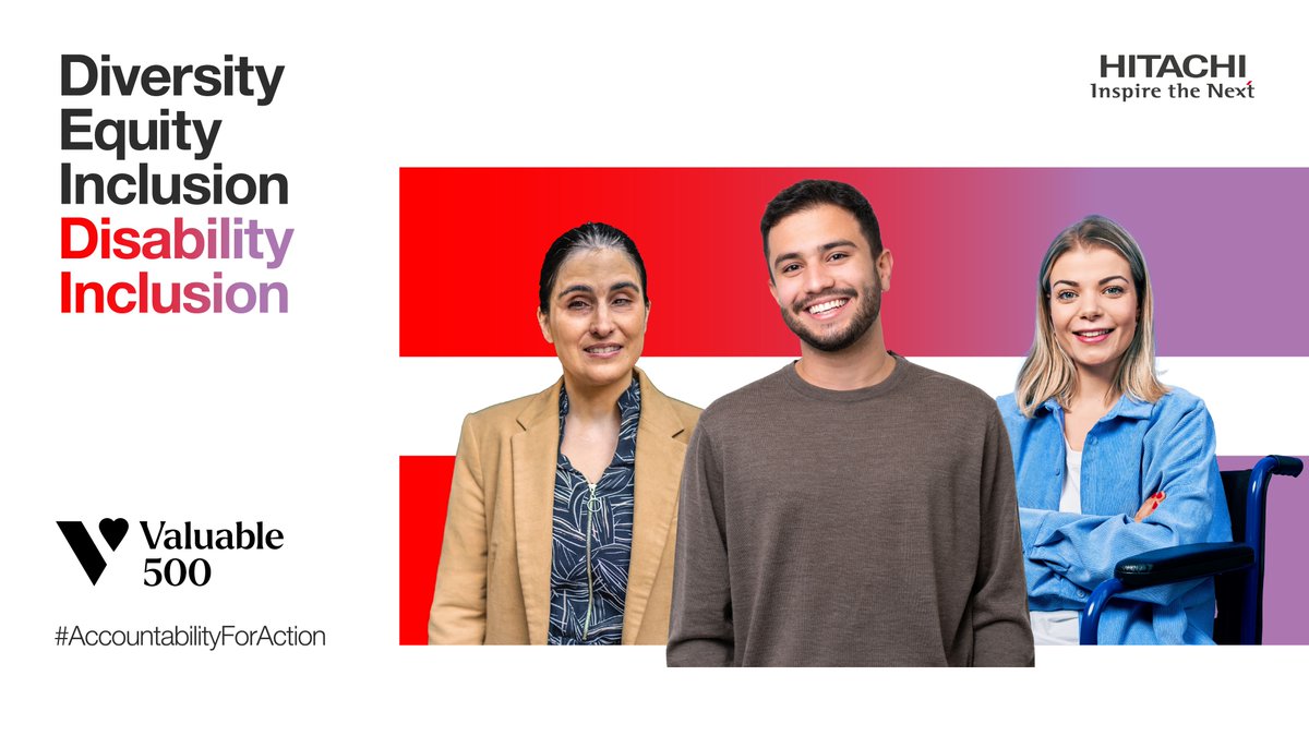 Hitachi's tweet photo. At Hitachi, we believe disability inclusion means taking action to end exclusion. ๐ช We respect each otherโs uniqueness, recognising disabilities are an important aspect of what makes us unique.
#AccountabilityForAction @thevaluable500 https://t.co/rh8917OiqG