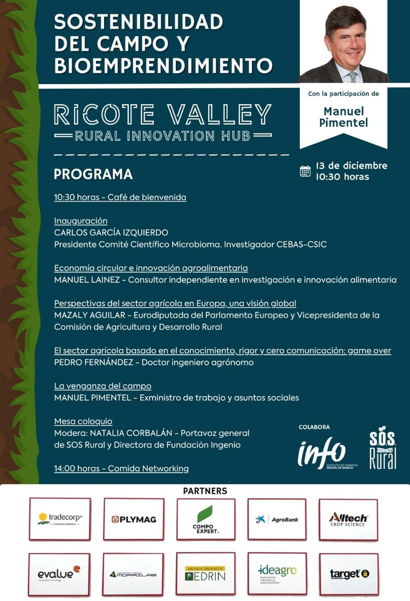 Ricote Valley Hub (@ricotevalleyhub) on Twitter photo El #RicoteValleyHUB se prepara para un evento transformador sobre #SaludDelSuelo y #Sostenibilidad en el #sectoragro 🌱🚀
Impulsamos la evolución y el conocimiento en el #sectoragroalimentario. ¡No te lo pierdas! 🚀 El #RicoteValleyHUB se prepara para un evento transformador sobre #SaludDelSuelo y #Sostenibilidad en el #sectoragro 🌱🚀
Impulsamos la evolución y el conocimiento en el #sectoragroalimentario. ¡No te lo pierdas! 🚀